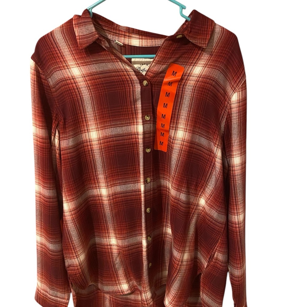 Red Plaid Button-Up Shirt